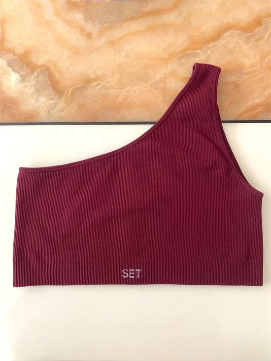 Set Active One-Shoulder Ribbed Crop Top - Picture 1 of 5